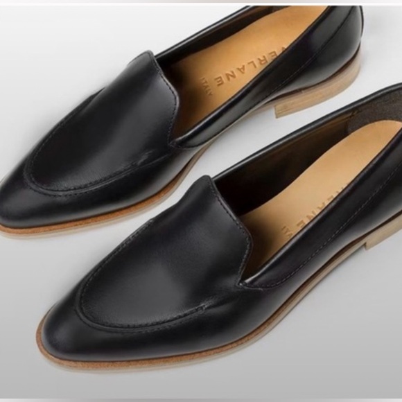EVERLANE women’s Italian leather loafers size 7.5 preppy work shoes flats black - Picture 1 of 10